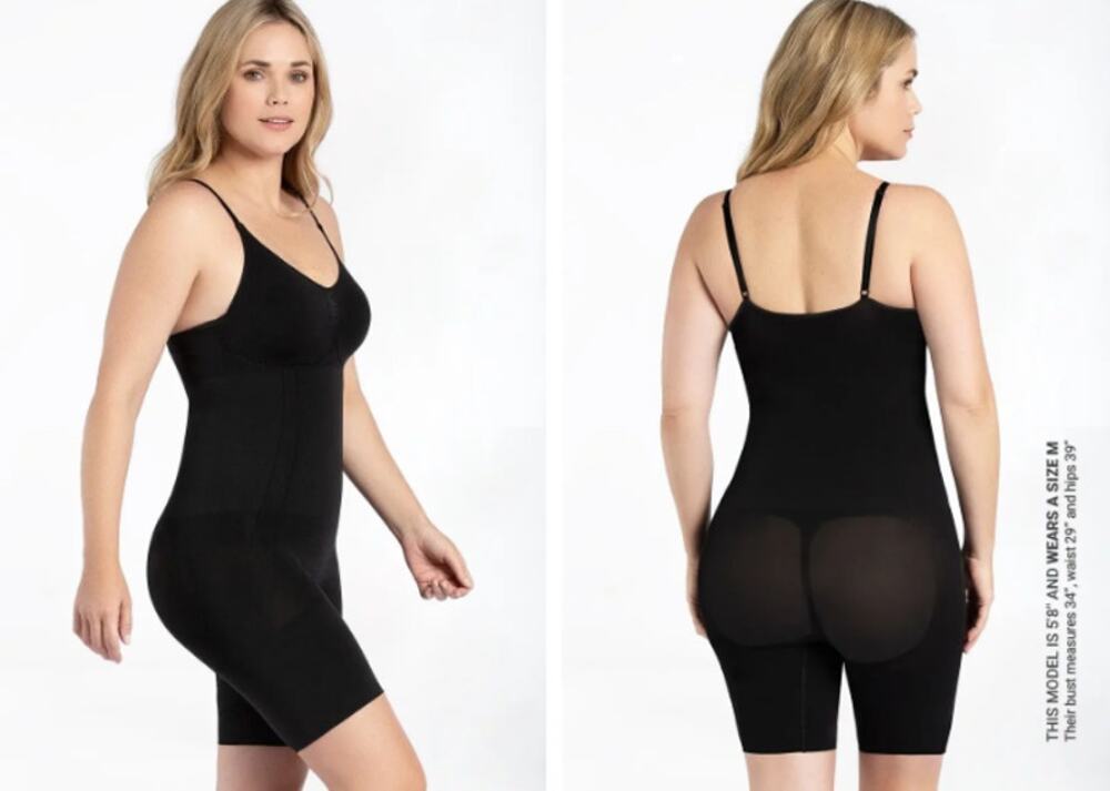 Curveez Comfort Evolution Full Body Shaper Large Black Seamless Compression
